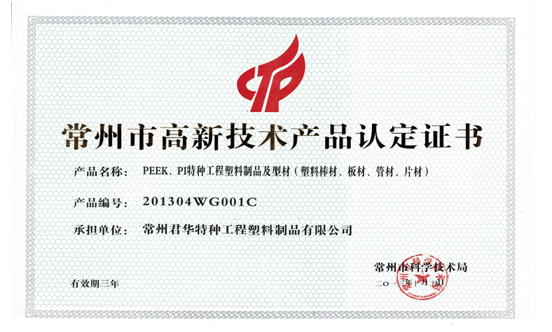 Changzhou Junhua PEEK received funding from Changzhou Science and Technology Innovation Fund